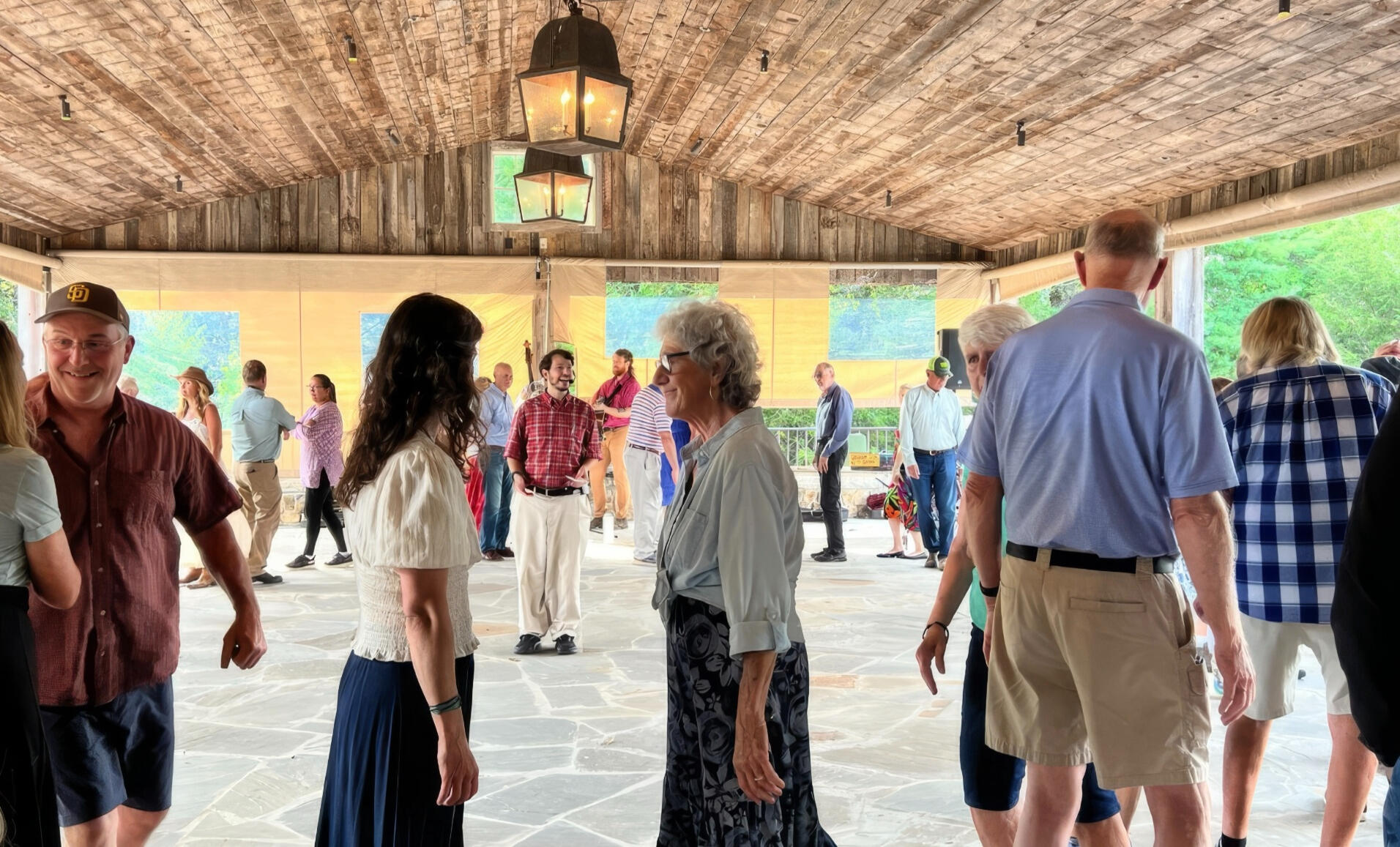Harrison Keely calls a barn dance at the Bascom Center in Highlands, NC