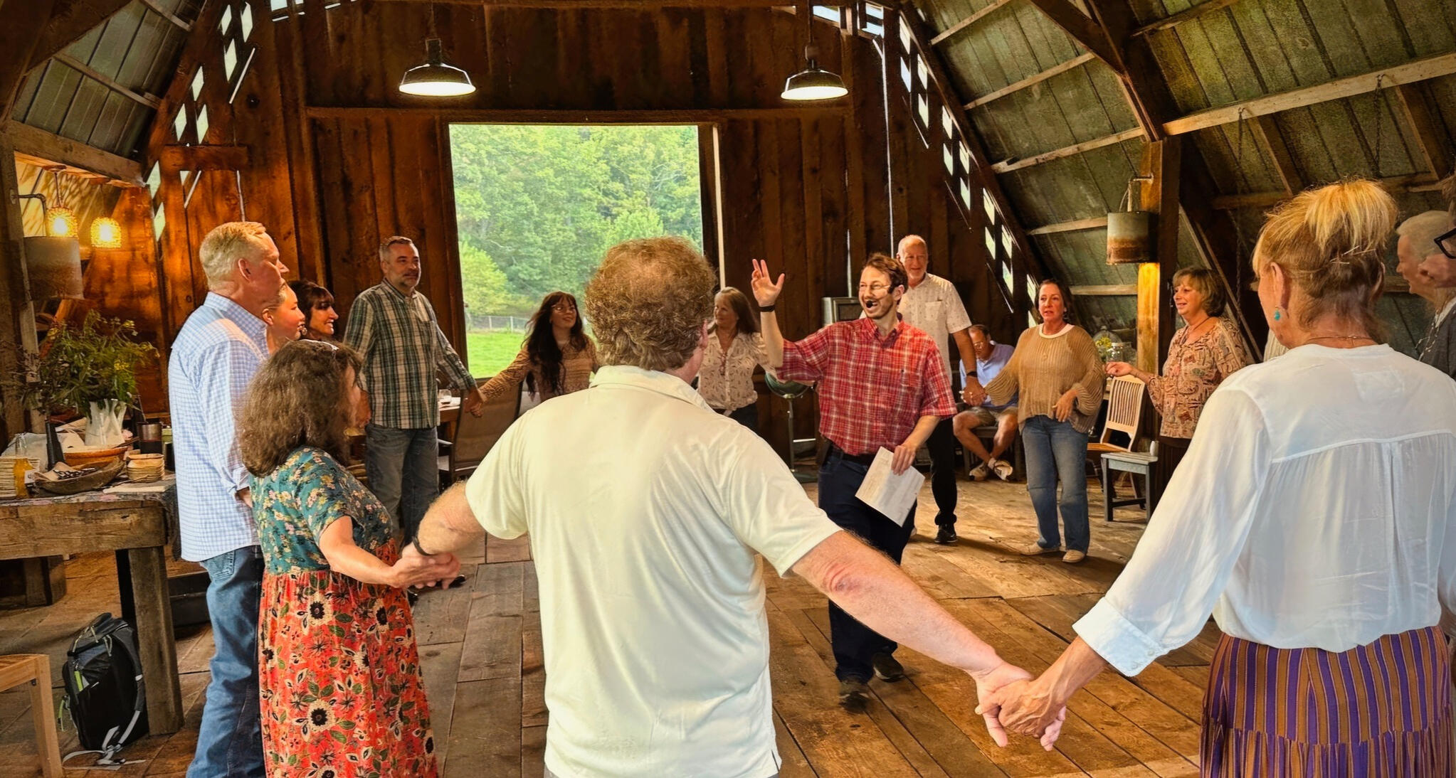 Harrison Keely calls a barn dance in North Carolina
